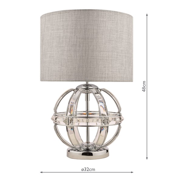 (image for) Laura Ashley Aidan Glass & Polished Chrome Globe Table Lamp with Shade